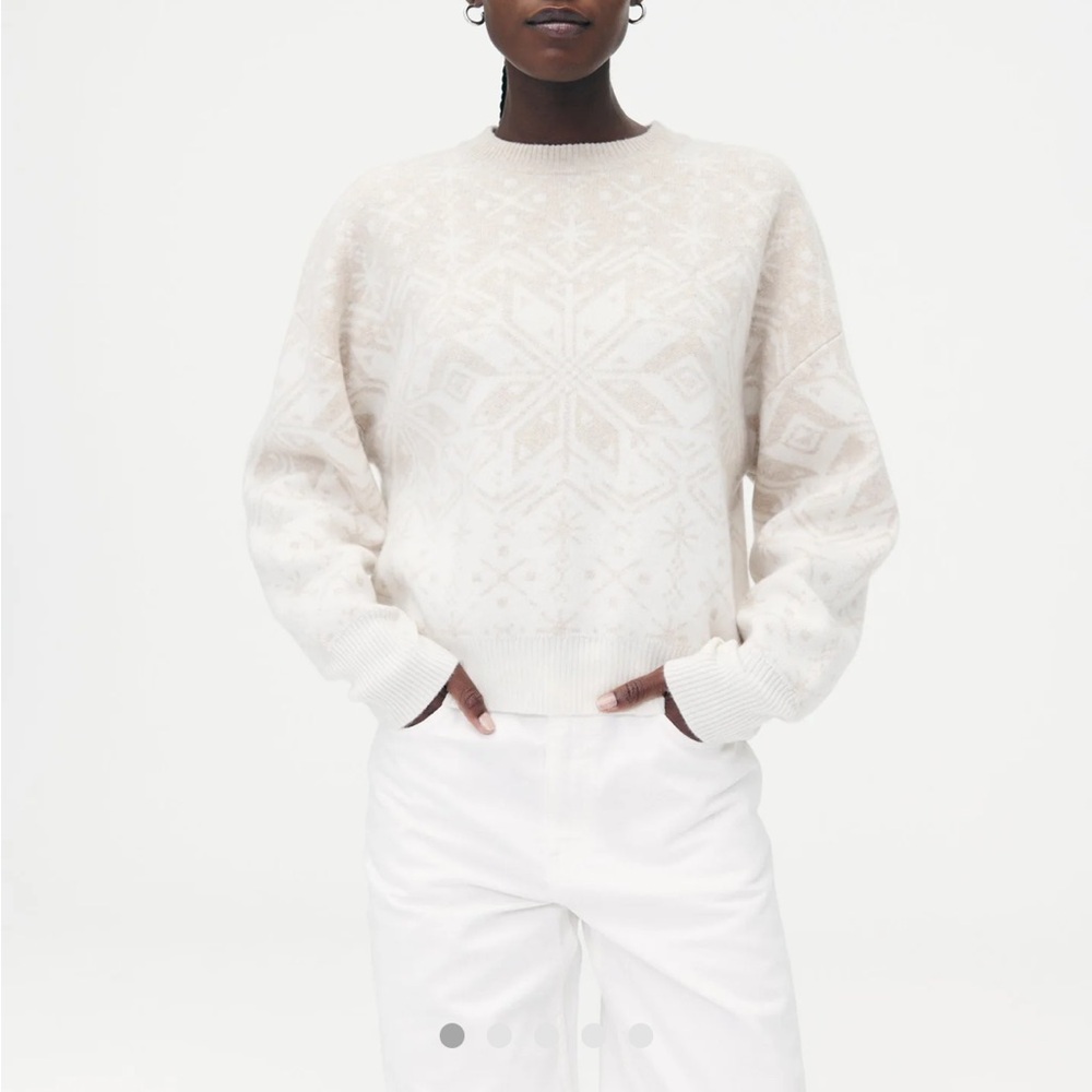NWT Naadam cashmere fair isle holiday snowflake sweater